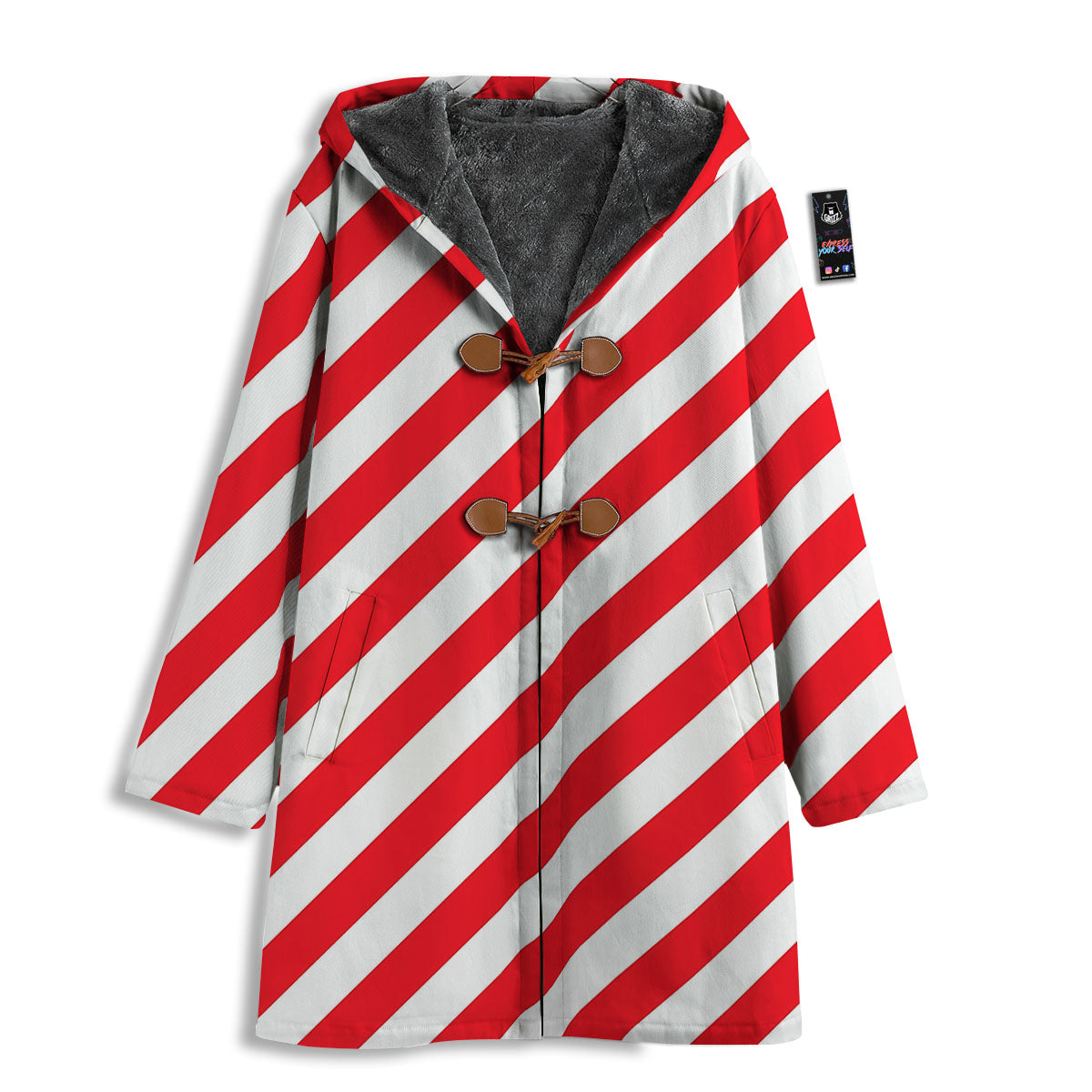 Candy Cane Striped White And Red Print Men's Windbreaker Jacket-grizzshop
