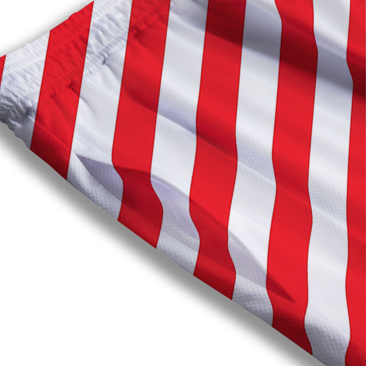 Candy Cane Striped White And Red Print Mesh Shorts