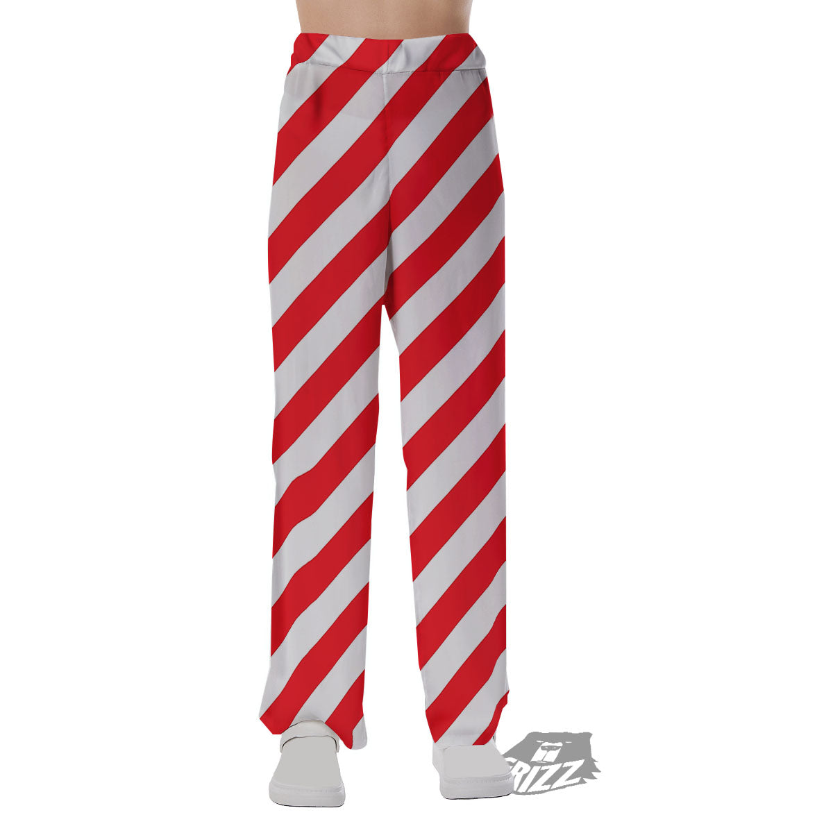 Candy Cane Striped White And Red Print Pajama Pants-grizzshop