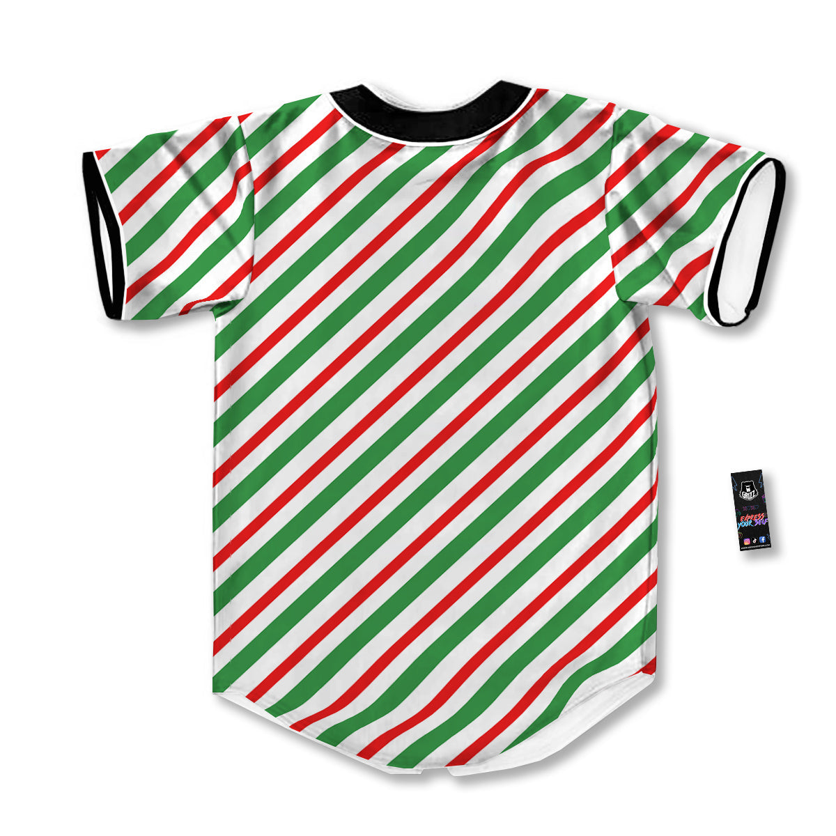 Candy Cane Stripes Christmas Print Baseball Jersey-grizzshop
