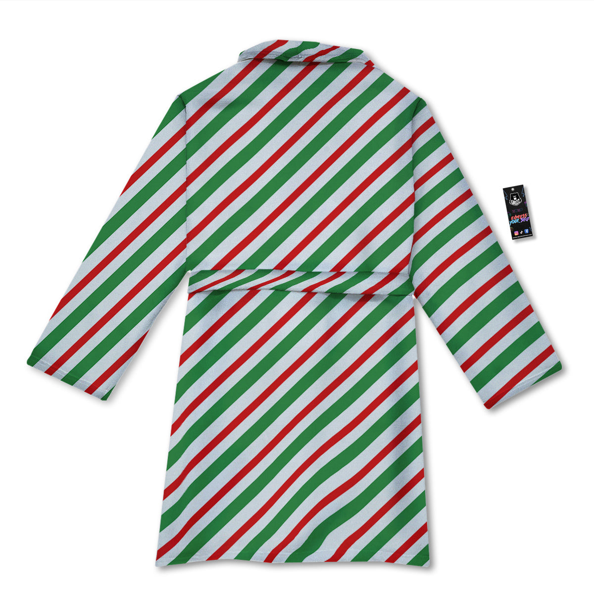 Candy Cane Stripes Christmas Print Bathrobe-grizzshop