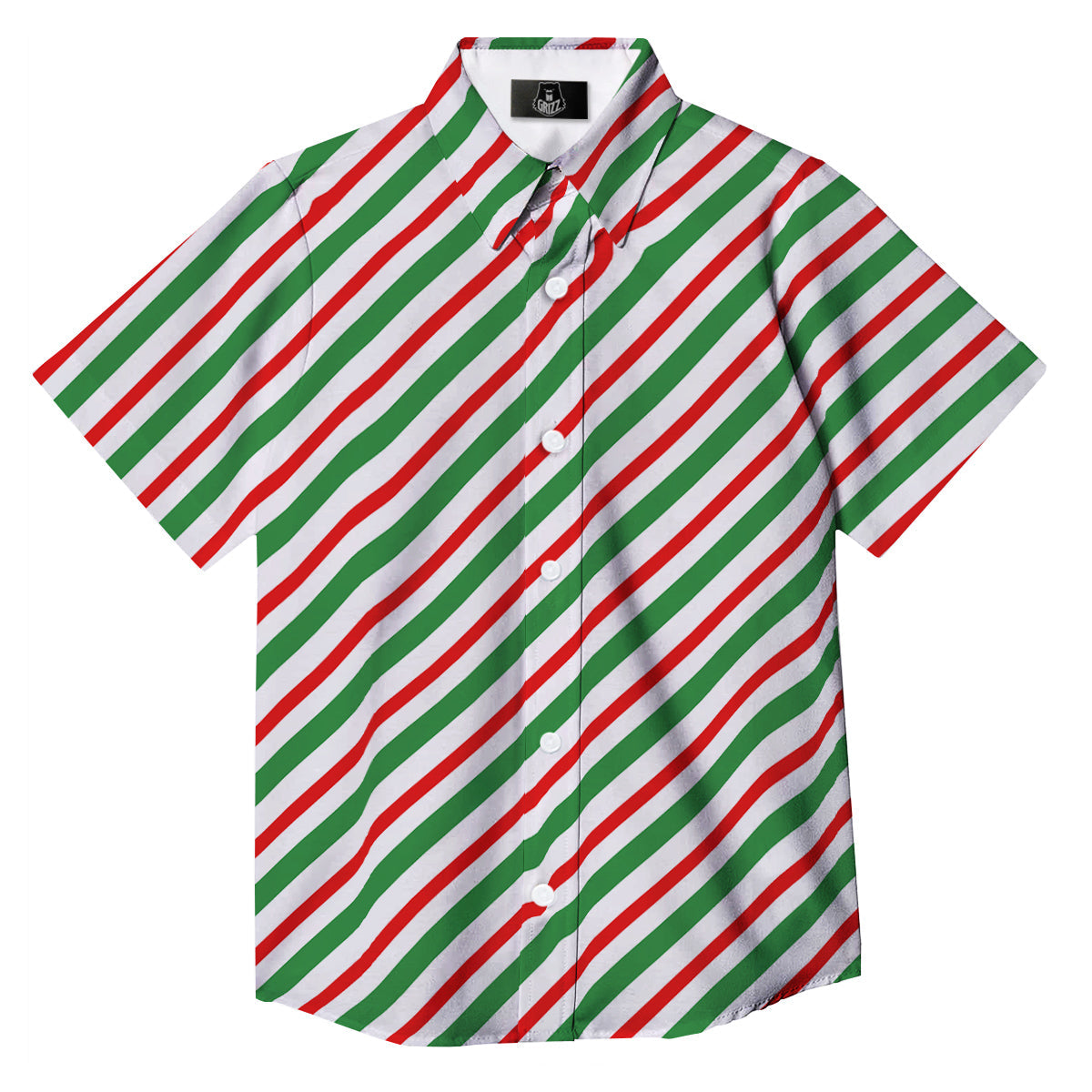 Candy Cane Stripes Christmas Print Button Up Shirt-grizzshop