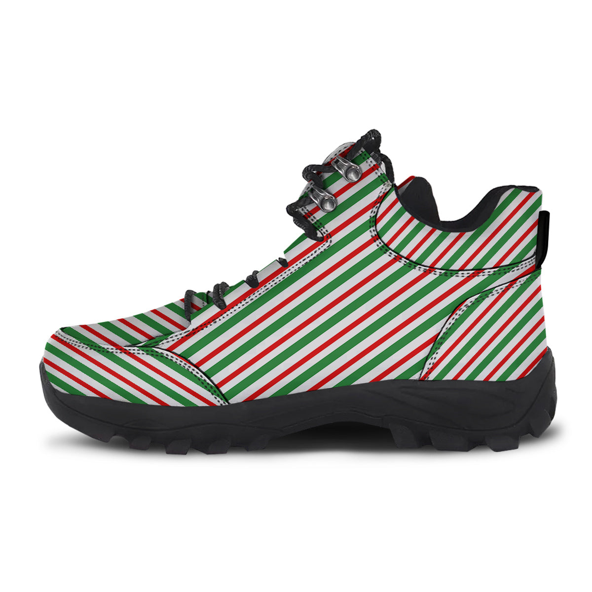 Candy Cane Stripes Christmas Print Hiking Shoes-grizzshop