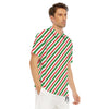 Candy Cane Stripes Christmas Print Men's Golf Shirts-grizzshop