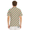 Candy Cane Stripes Christmas Print Men's Golf Shirts-grizzshop