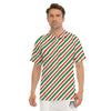 Candy Cane Stripes Christmas Print Men's Golf Shirts-grizzshop