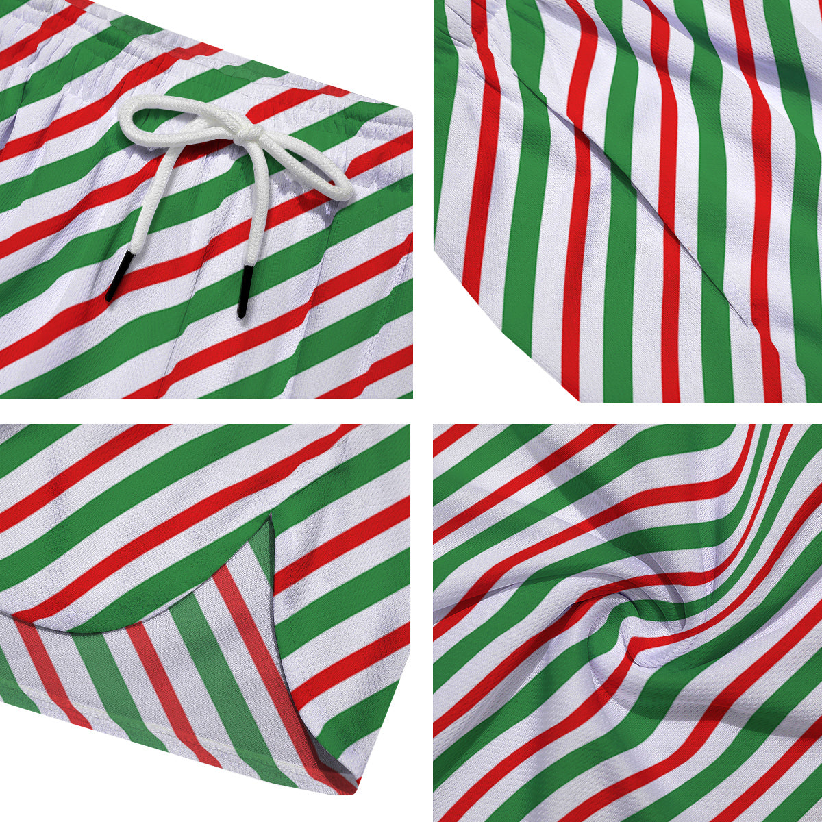 Candy Cane Stripes Christmas Print Men's Running Shorts-grizzshop