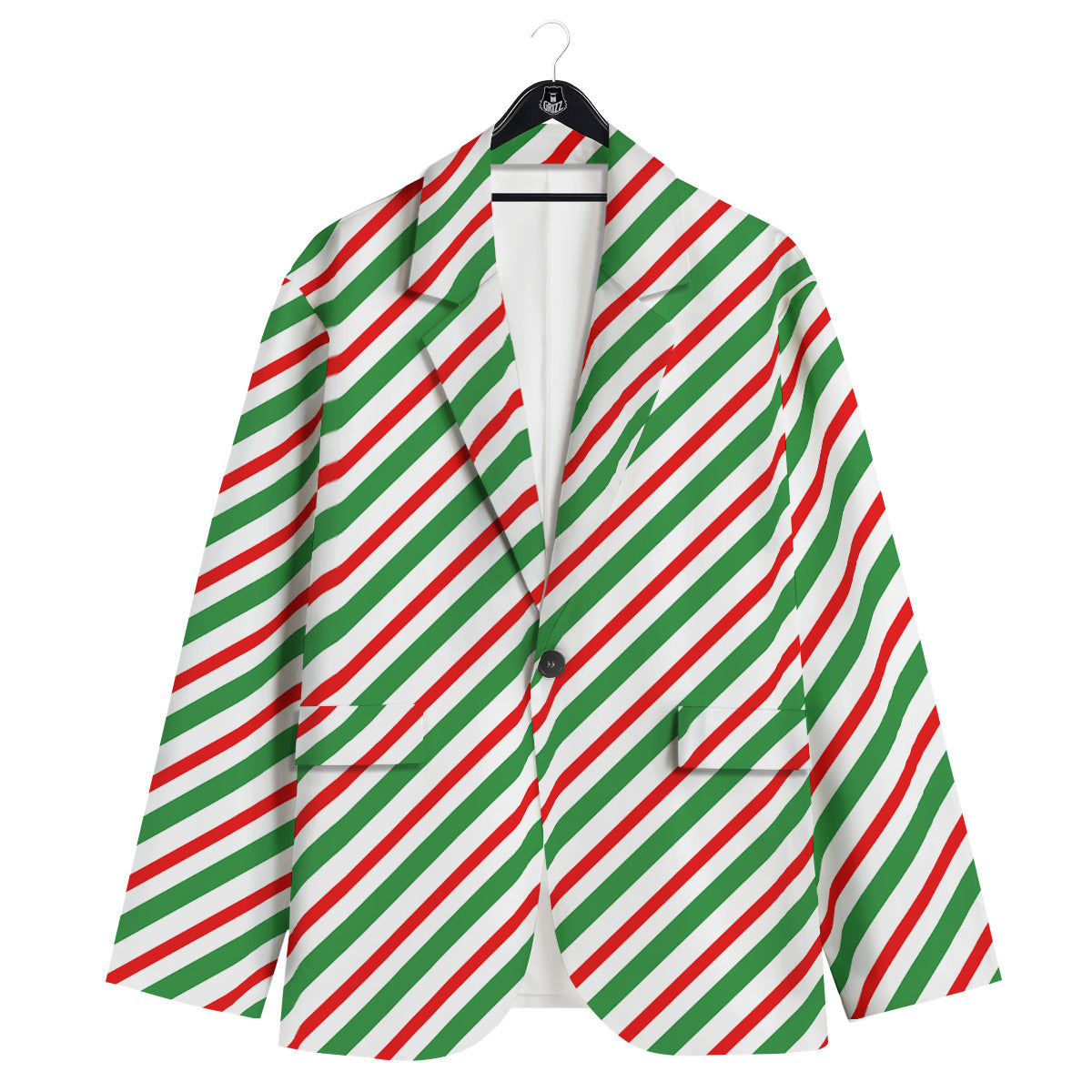 Candy Cane Stripes Christmas Print Men's Sport Coat-grizzshop