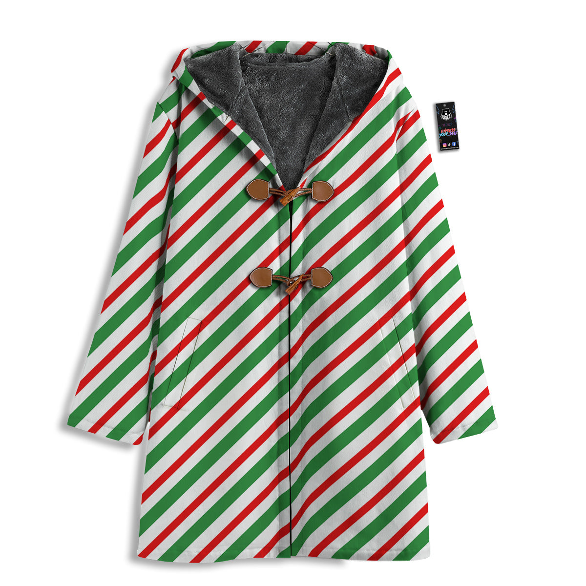 Candy Cane Stripes Christmas Print Men's Windbreaker Jacket-grizzshop
