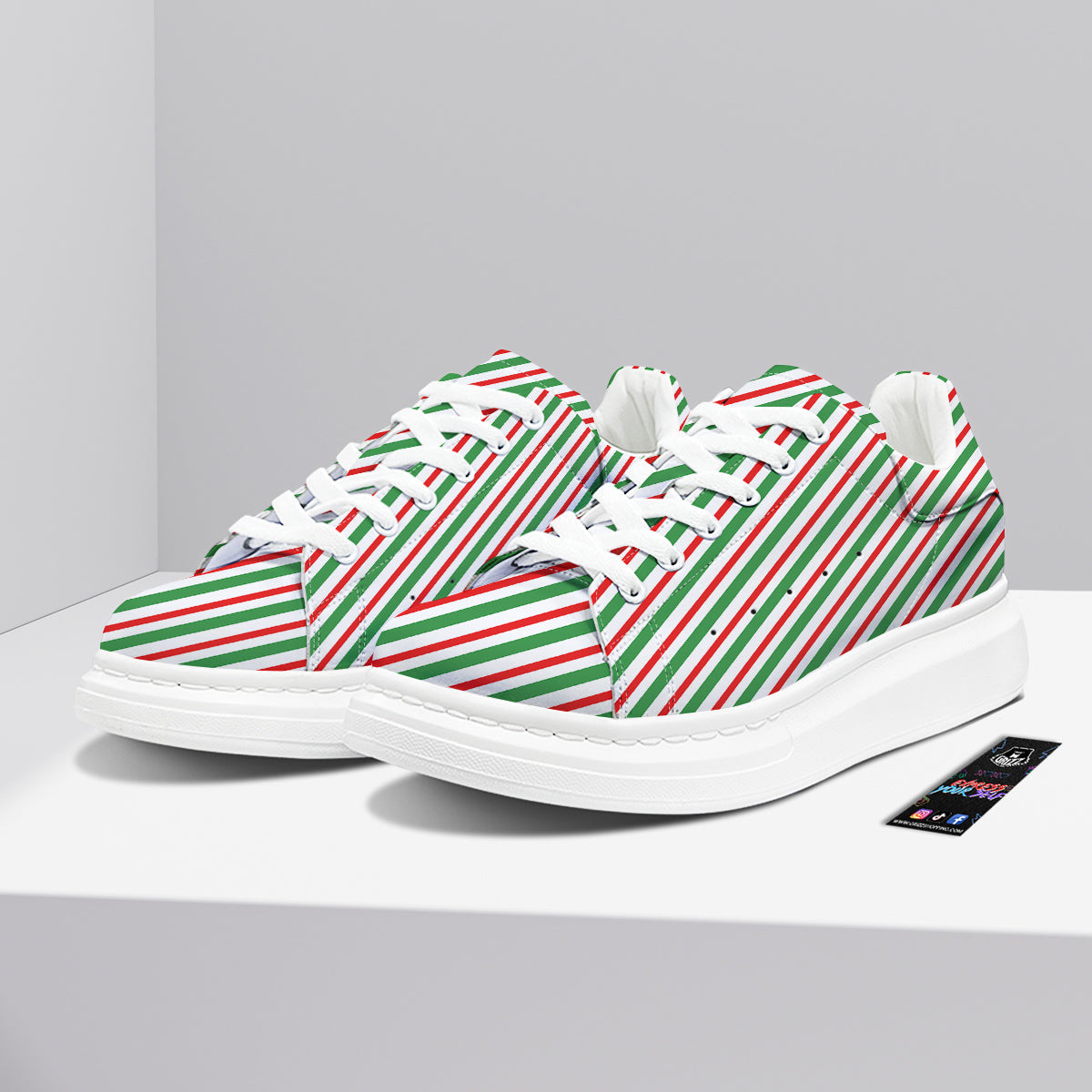 Candy Cane Stripes Christmas Print Platform Shoes-grizzshop
