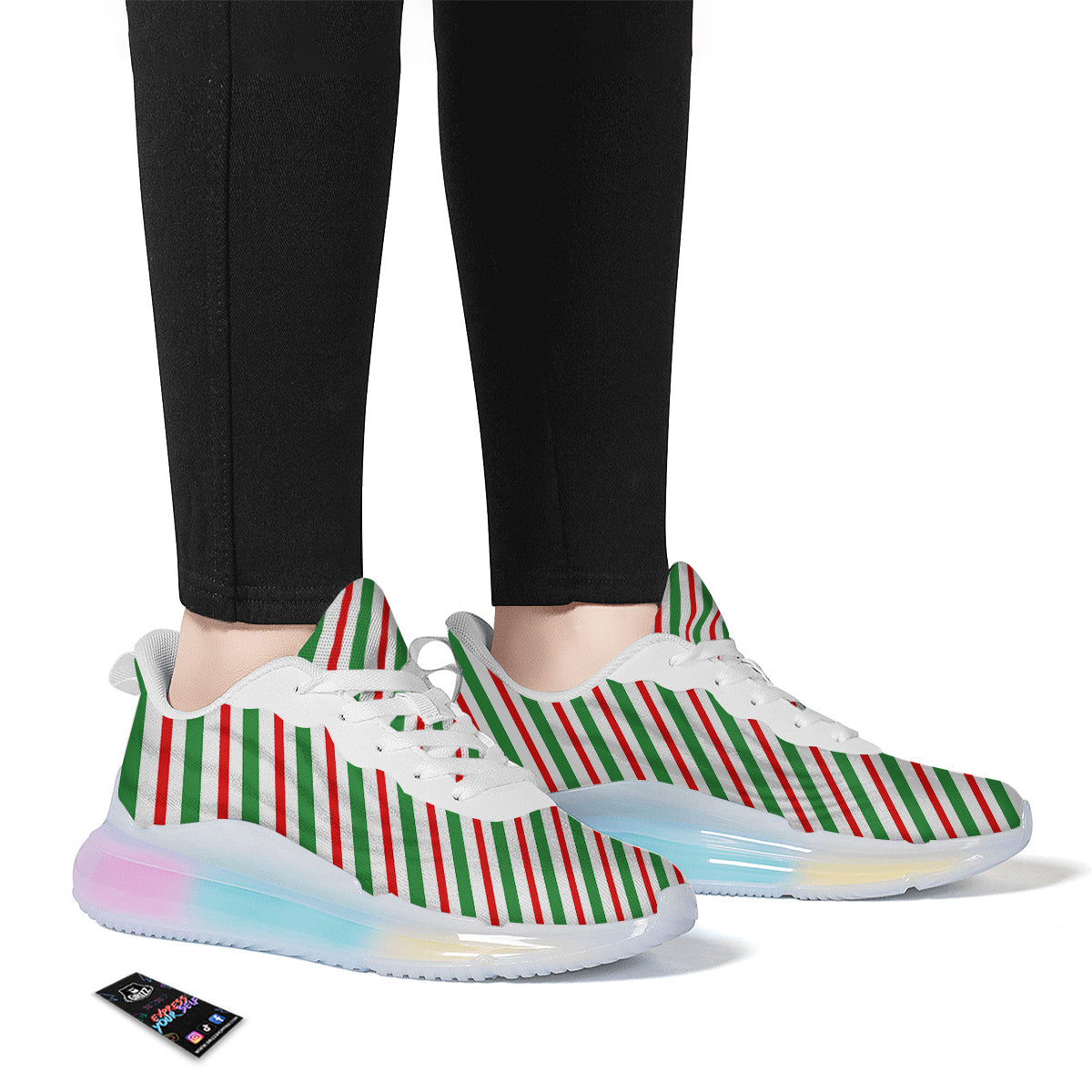Candy Cane Stripes Christmas Print Running Sneakers-grizzshop