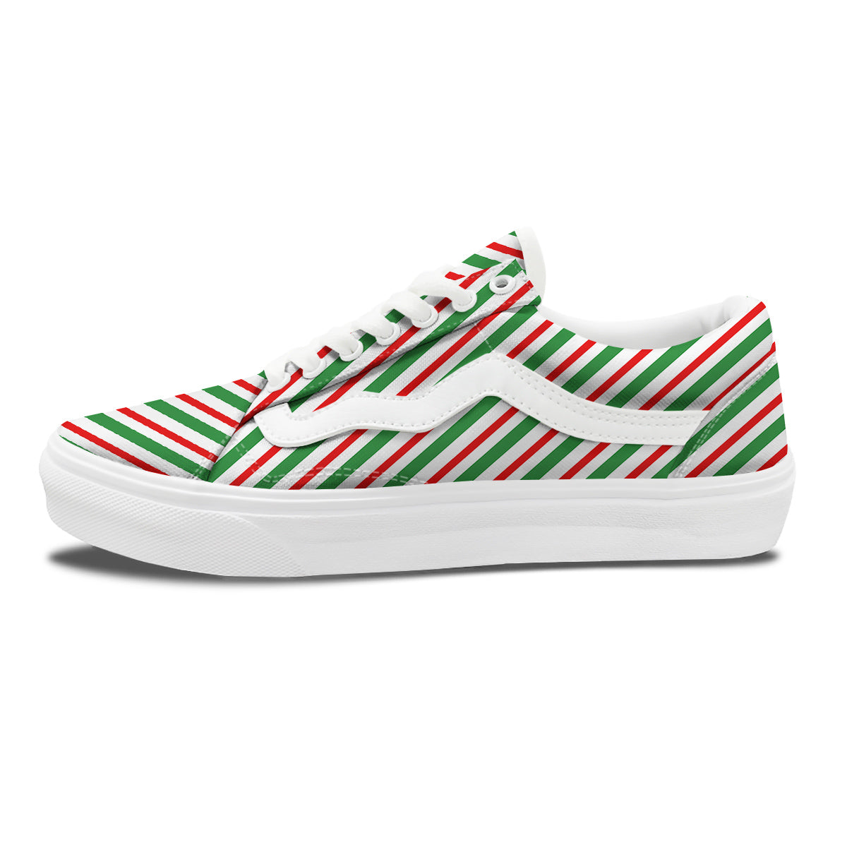 Candy Cane Stripes Christmas Print Skate Shoes-grizzshop