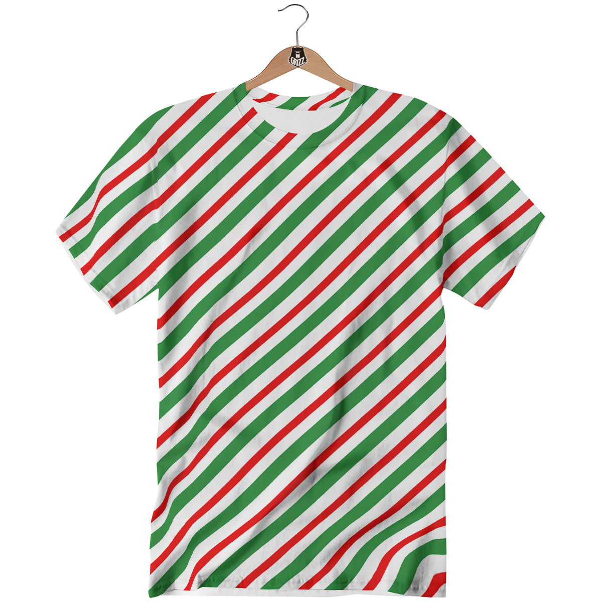 Candy Cane Stripes Christmas Print T-Shirt-grizzshop