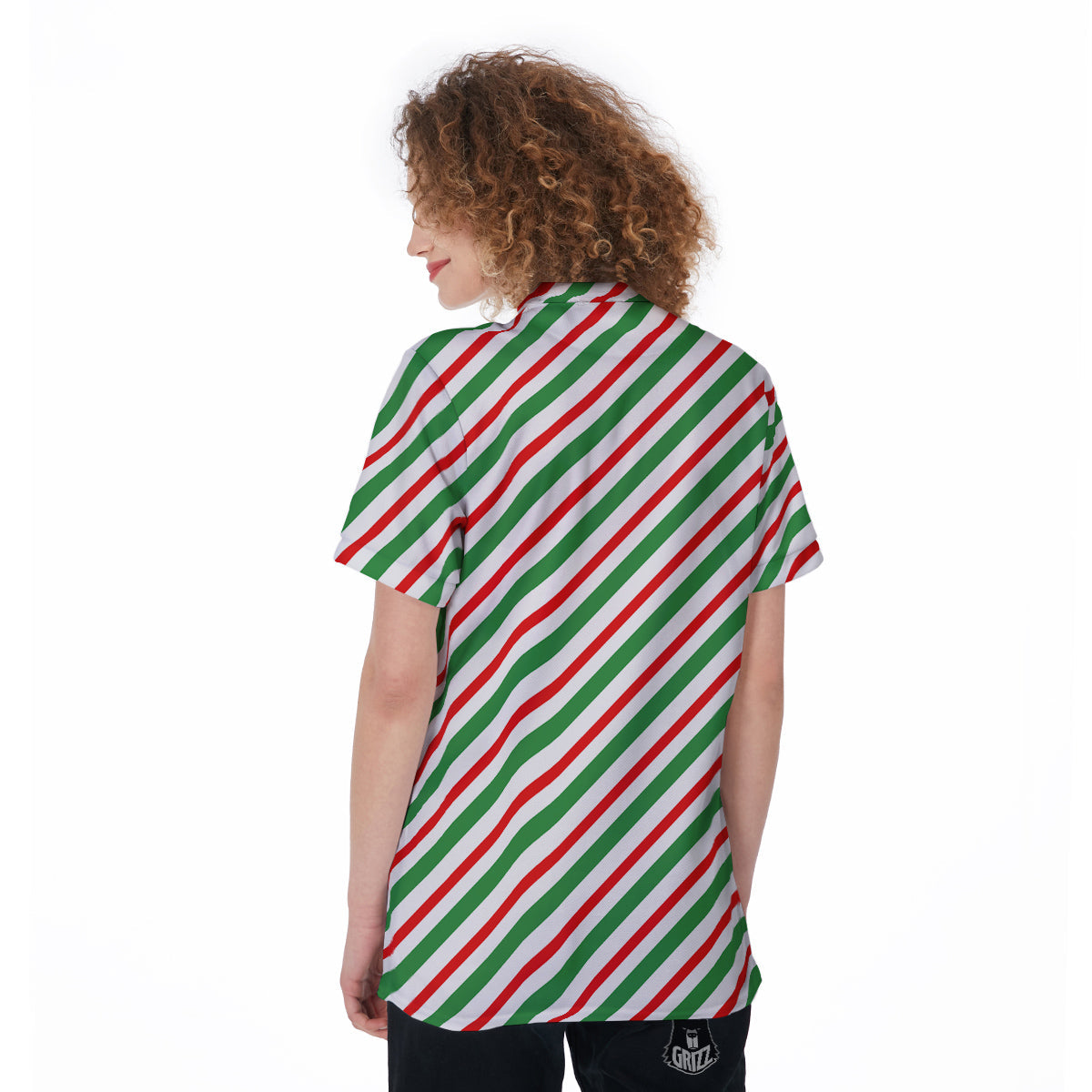 Candy Cane Stripes Christmas Print Women's Golf Shirts-grizzshop