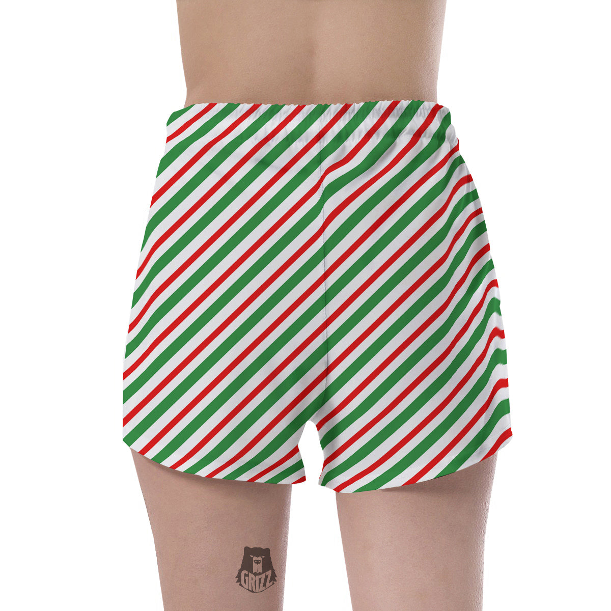 Candy Cane Stripes Christmas Print Women's Shorts-grizzshop