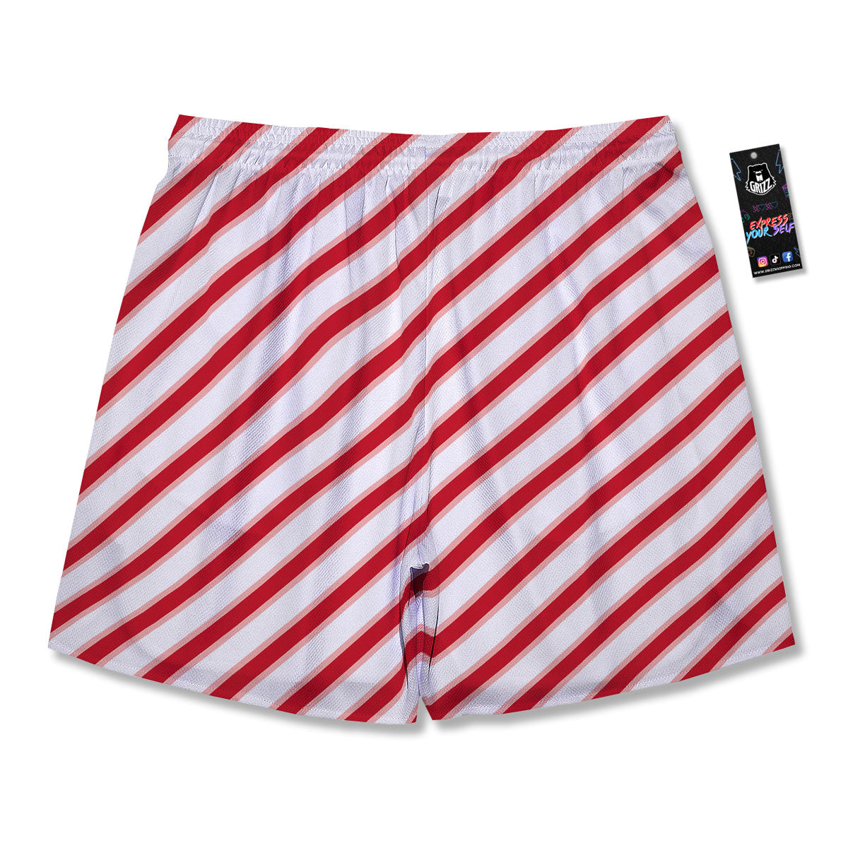 Candy Cane Stripes White And Red Print Men's Running Shorts-grizzshop
