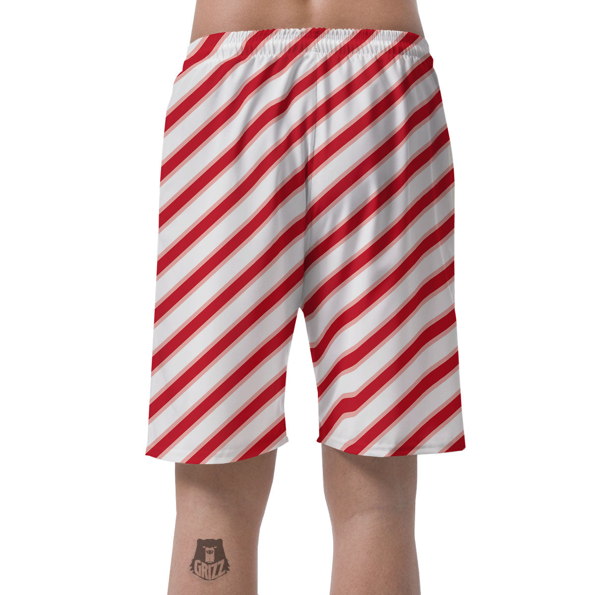 Candy Cane Stripes White And Red Print Men's Shorts-grizzshop