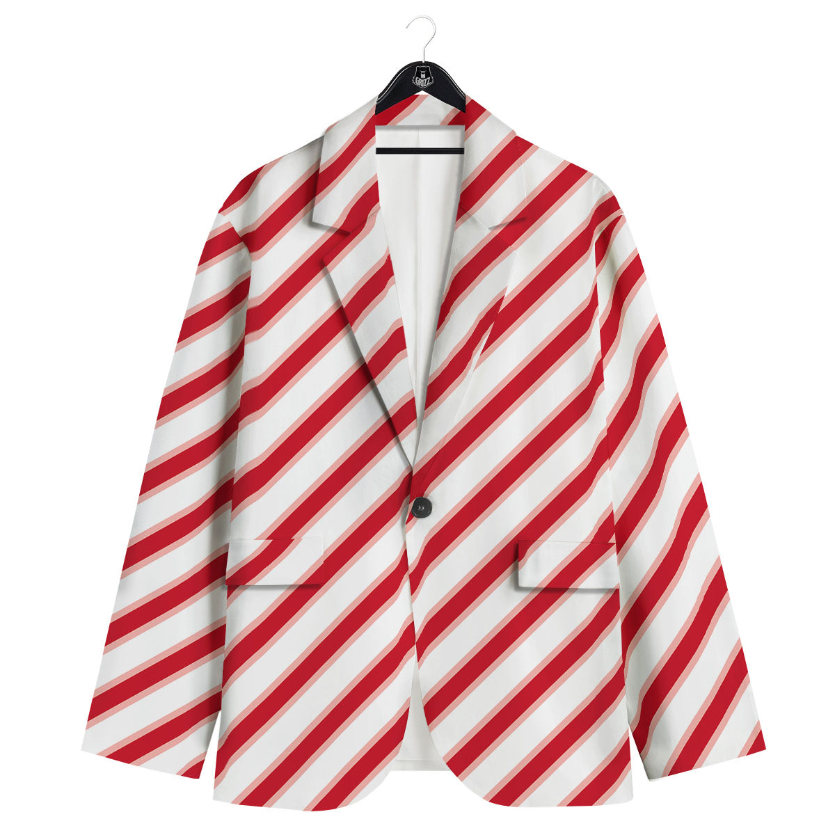 Candy Cane Stripes White And Red Print Men's Sport Coat-grizzshop