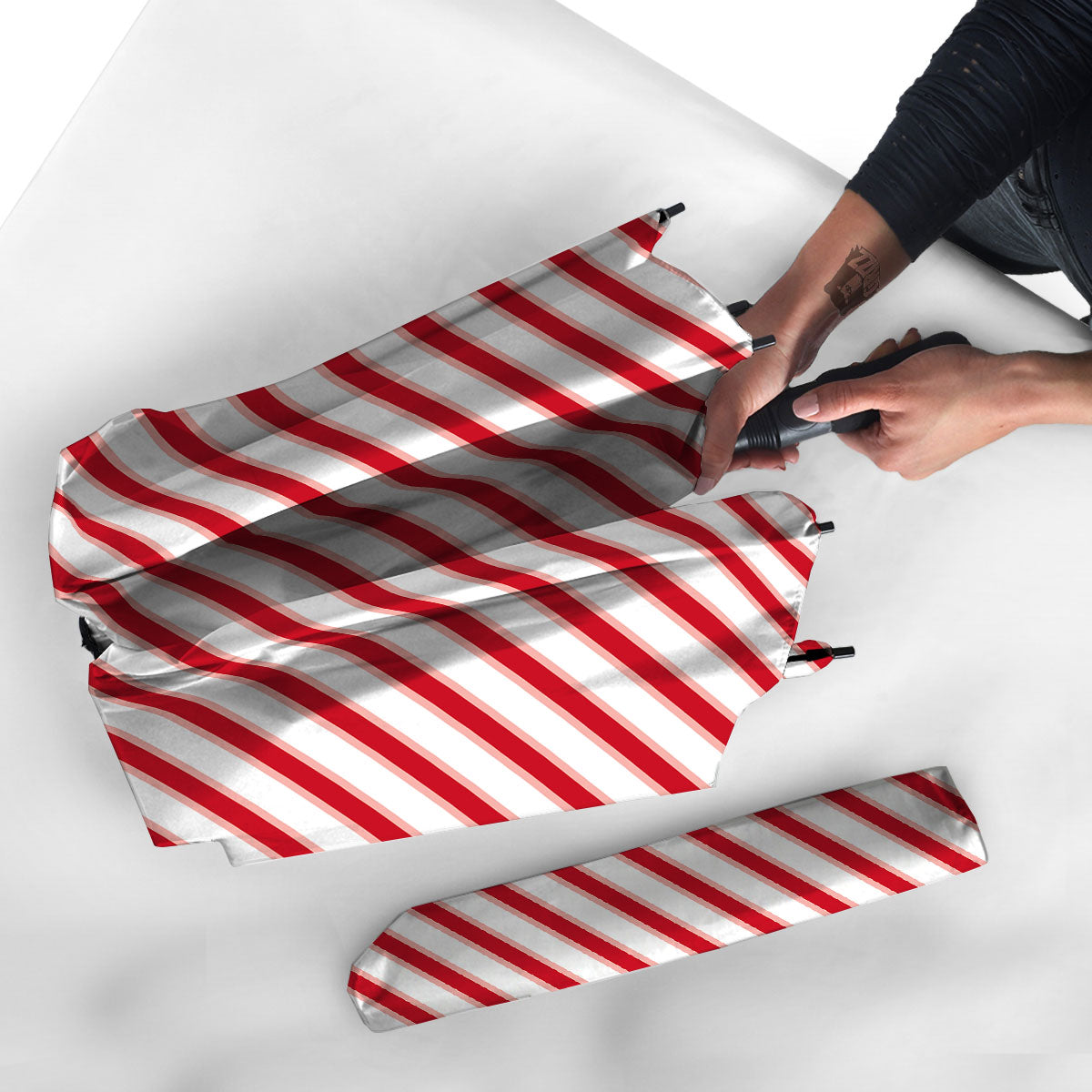 Candy Cane Stripes White And Red Print Umbrella-grizzshop