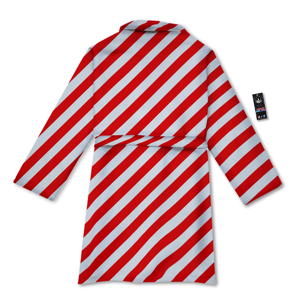 Candy Cane White And Red Print Pattern Bathrobe-grizzshop