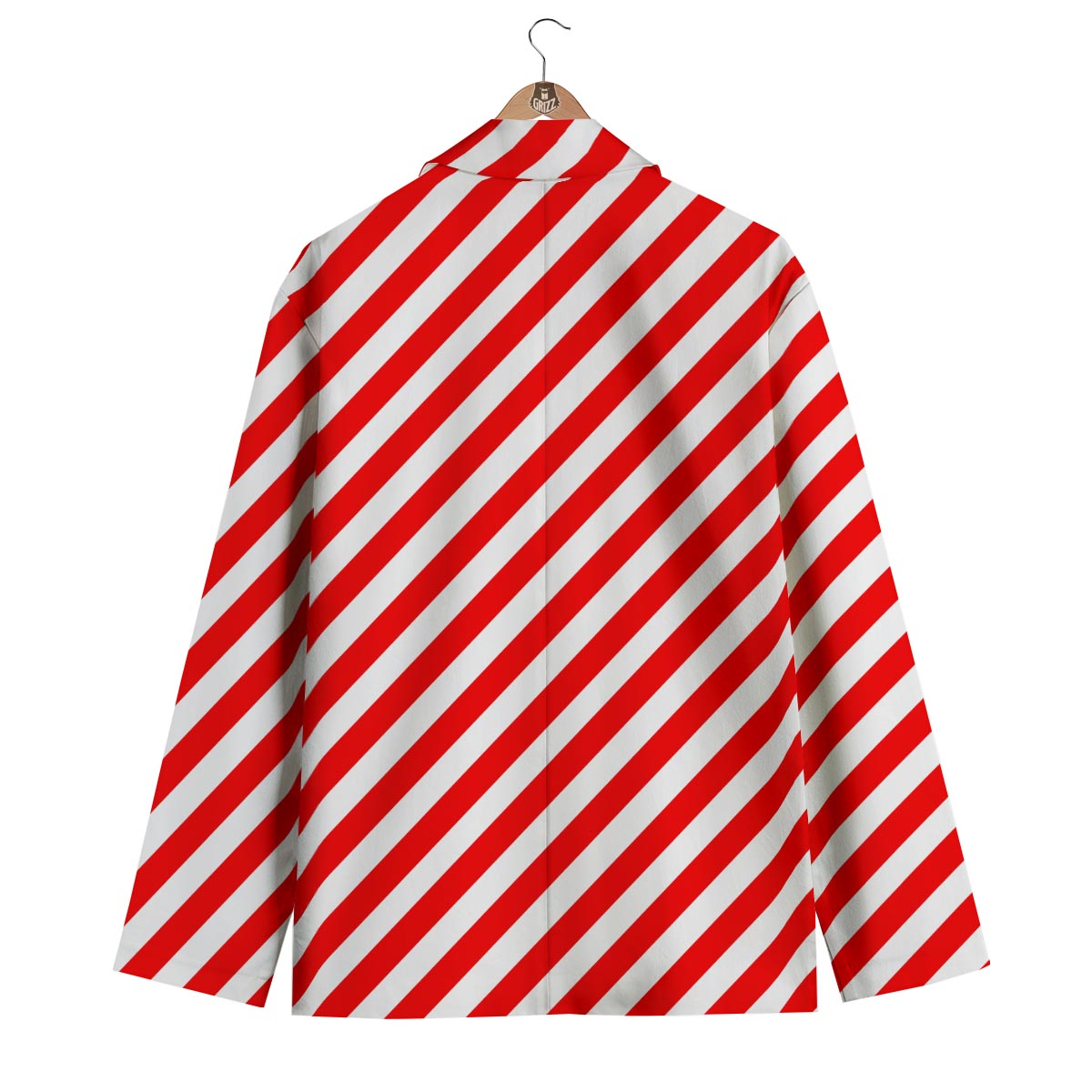 Candy Cane White And Red Print Pattern Men's Blazer-grizzshop
