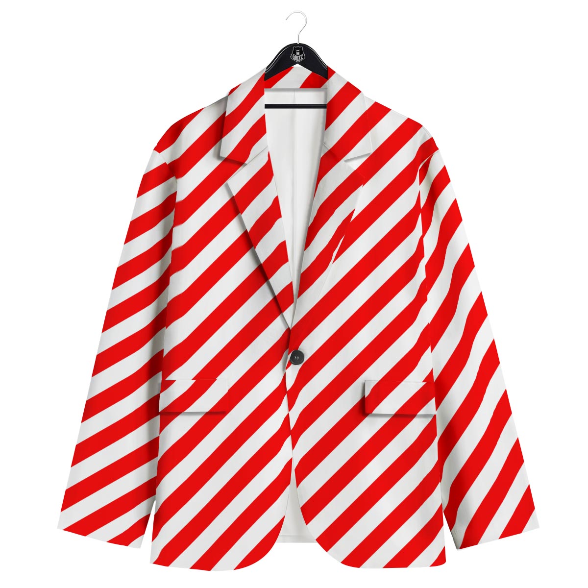 Candy Cane White And Red Print Pattern Men's Sport Coat-grizzshop
