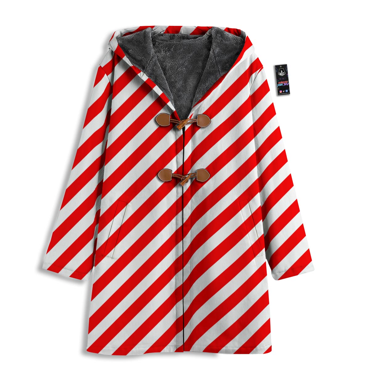 Candy Cane White And Red Print Pattern Men's Windbreaker Jacket-grizzshop