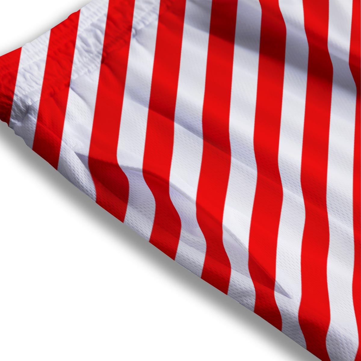 Candy Cane White And Red Print Pattern Mesh Shorts
