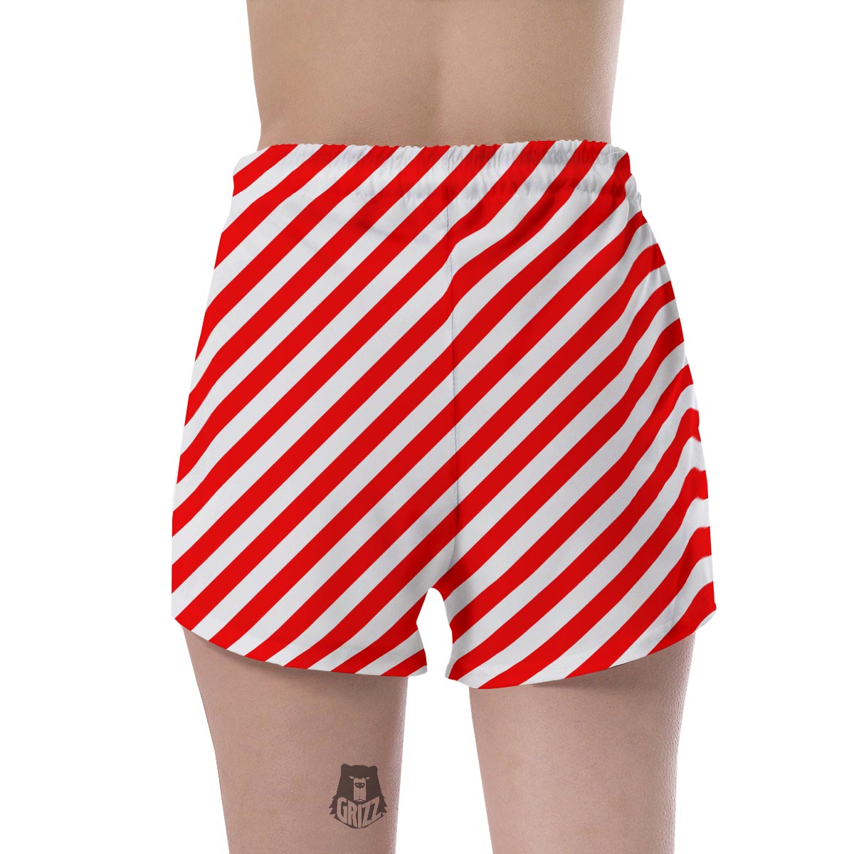 Candy Cane White And Red Print Pattern Women's Shorts-grizzshop