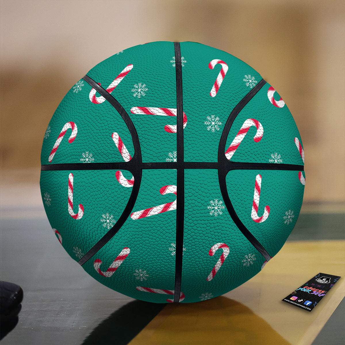 Candy Cane Xmas Print Pattern Basketball
