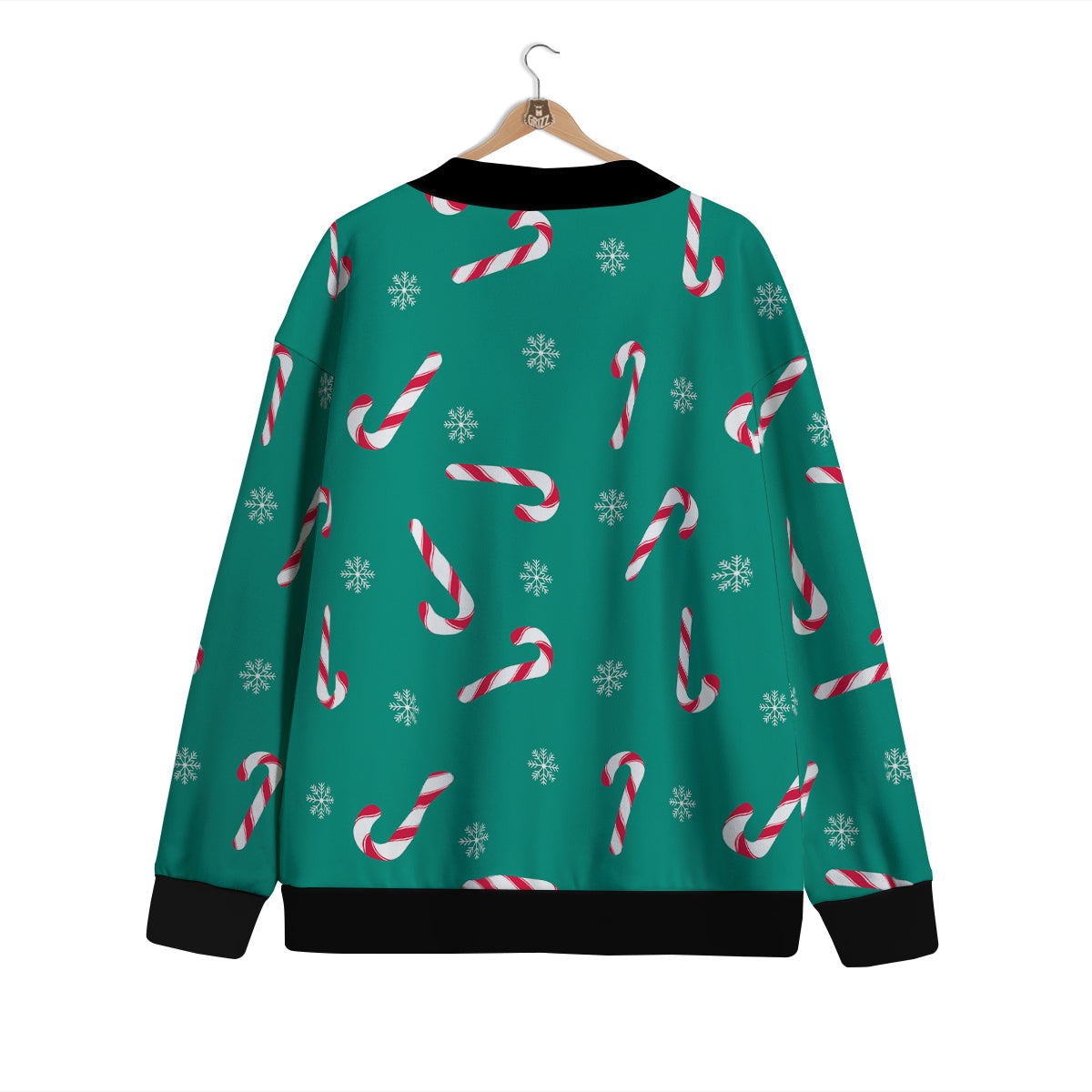 Candy Cane Xmas Print Pattern Cardigan-grizzshop