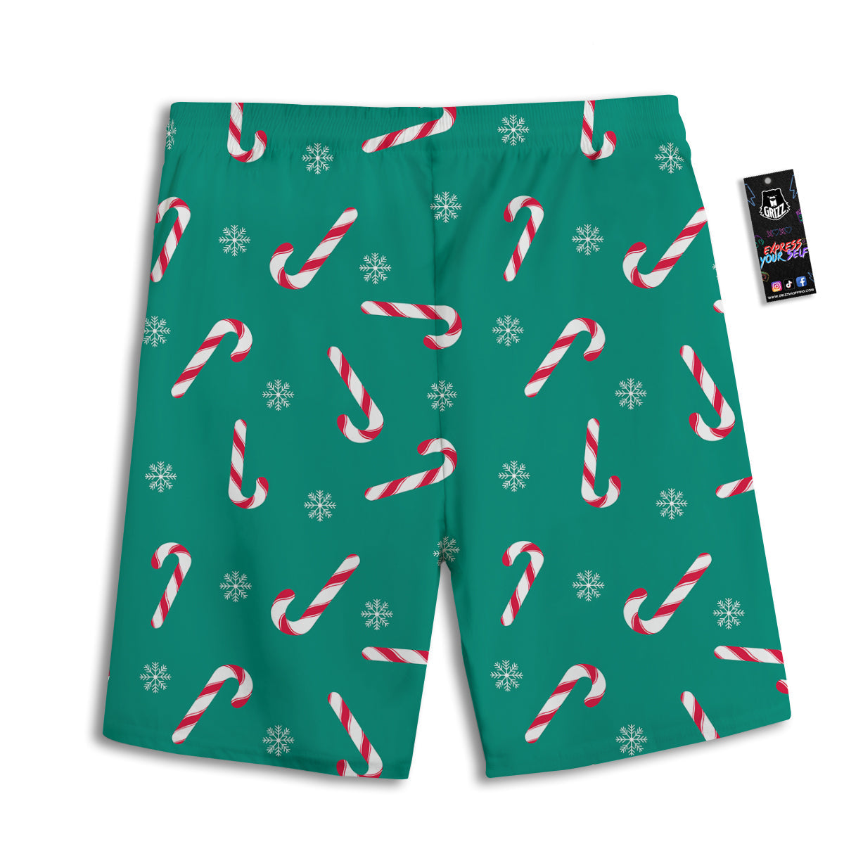 Candy Cane Xmas Print Pattern Men's Athletic Shorts