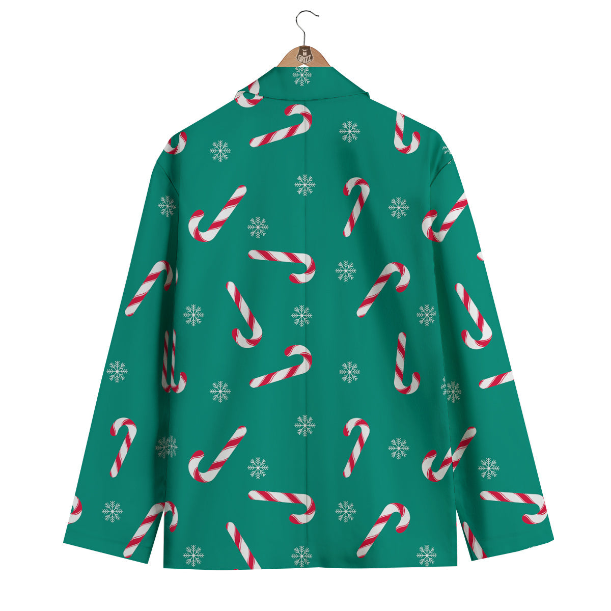 Candy Cane Xmas Print Pattern Men's Blazer-grizzshop