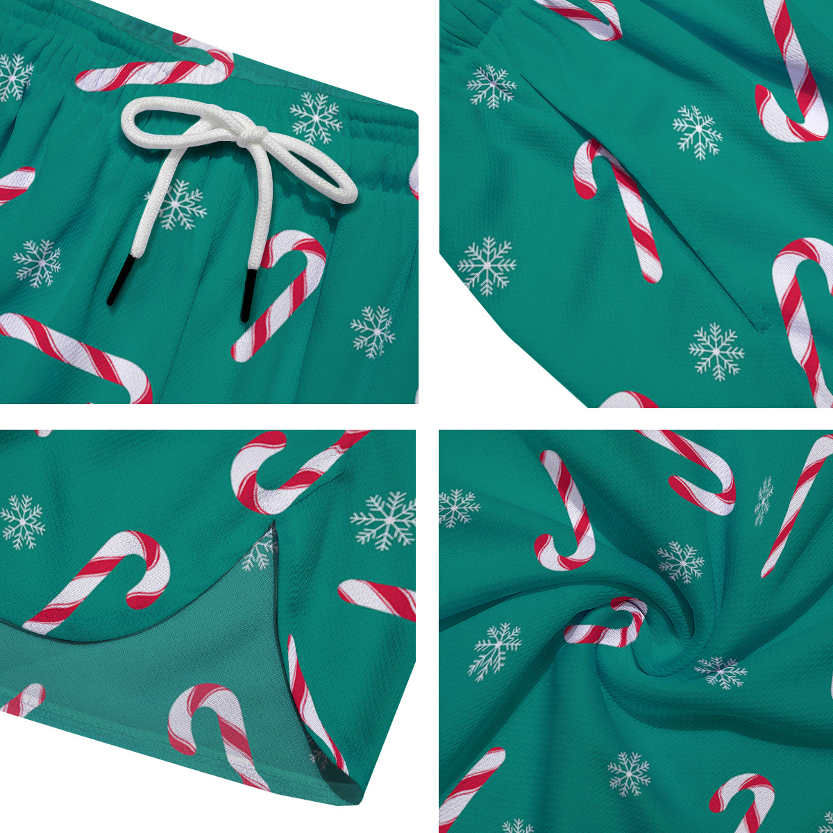 Candy Cane Xmas Print Pattern Men's Running Shorts-grizzshop