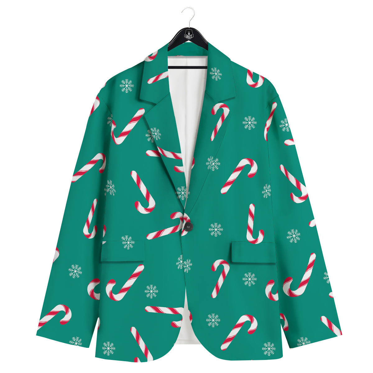 Candy Cane Xmas Print Pattern Men's Sport Coat-grizzshop