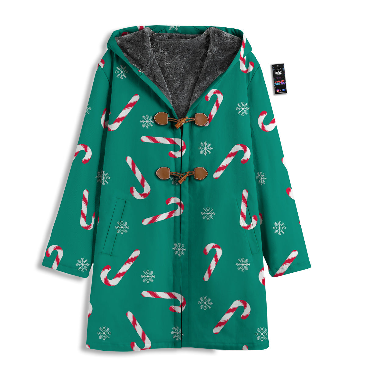 Candy Cane Xmas Print Pattern Men's Windbreaker Jacket-grizzshop