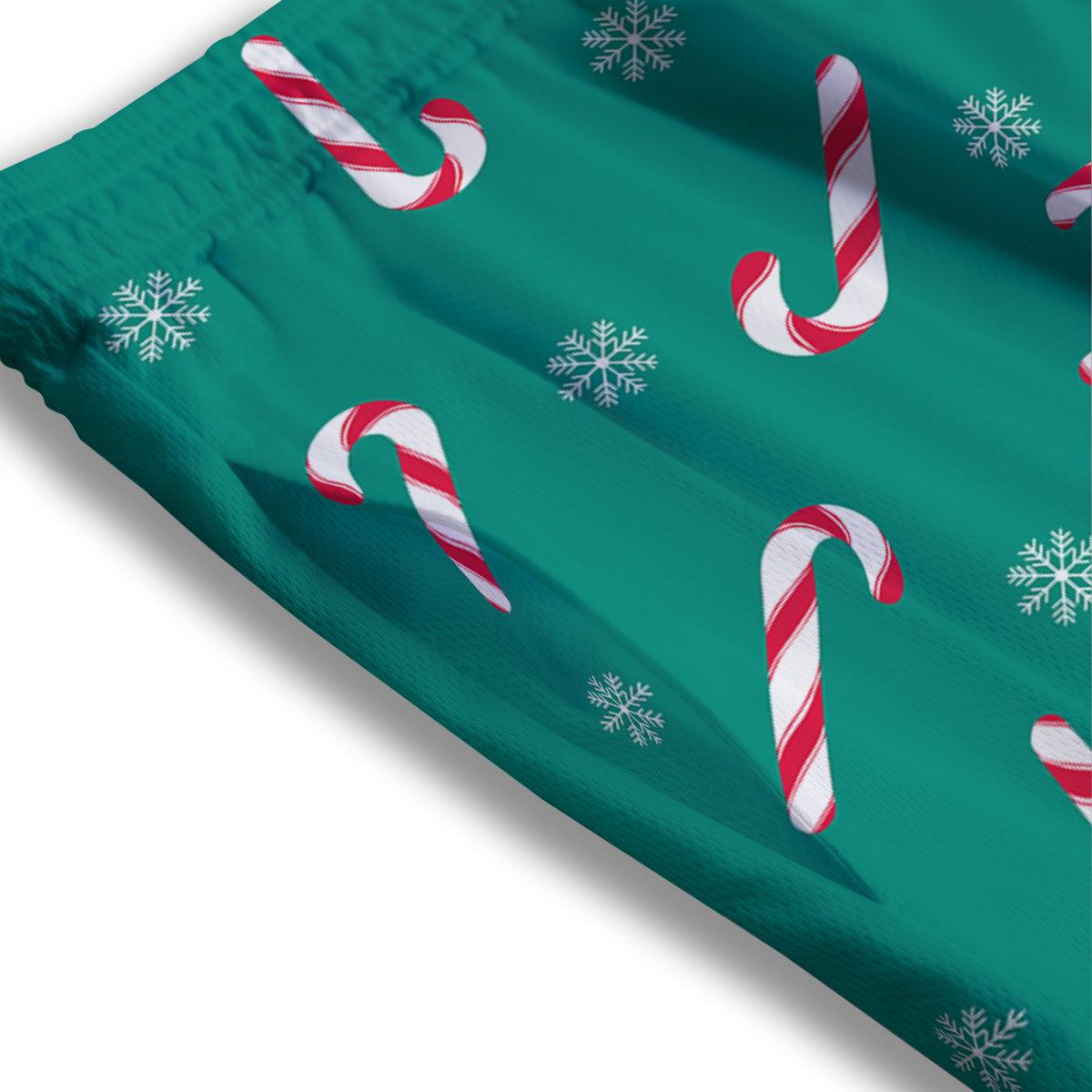 Candy Cane Xmas Print Pattern Mesh Shorts