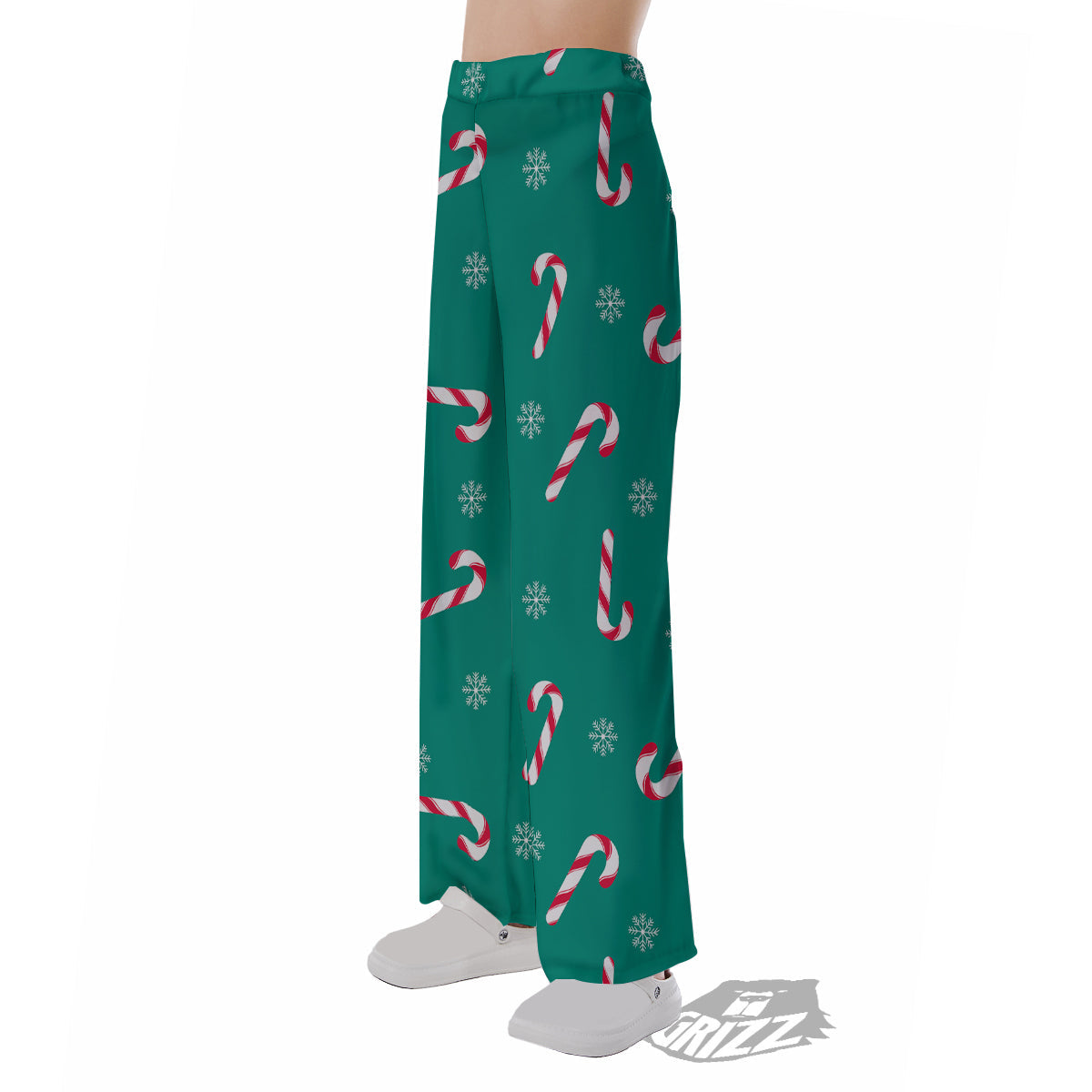 Candy Cane Xmas Print Pattern Pajama Pants-grizzshop