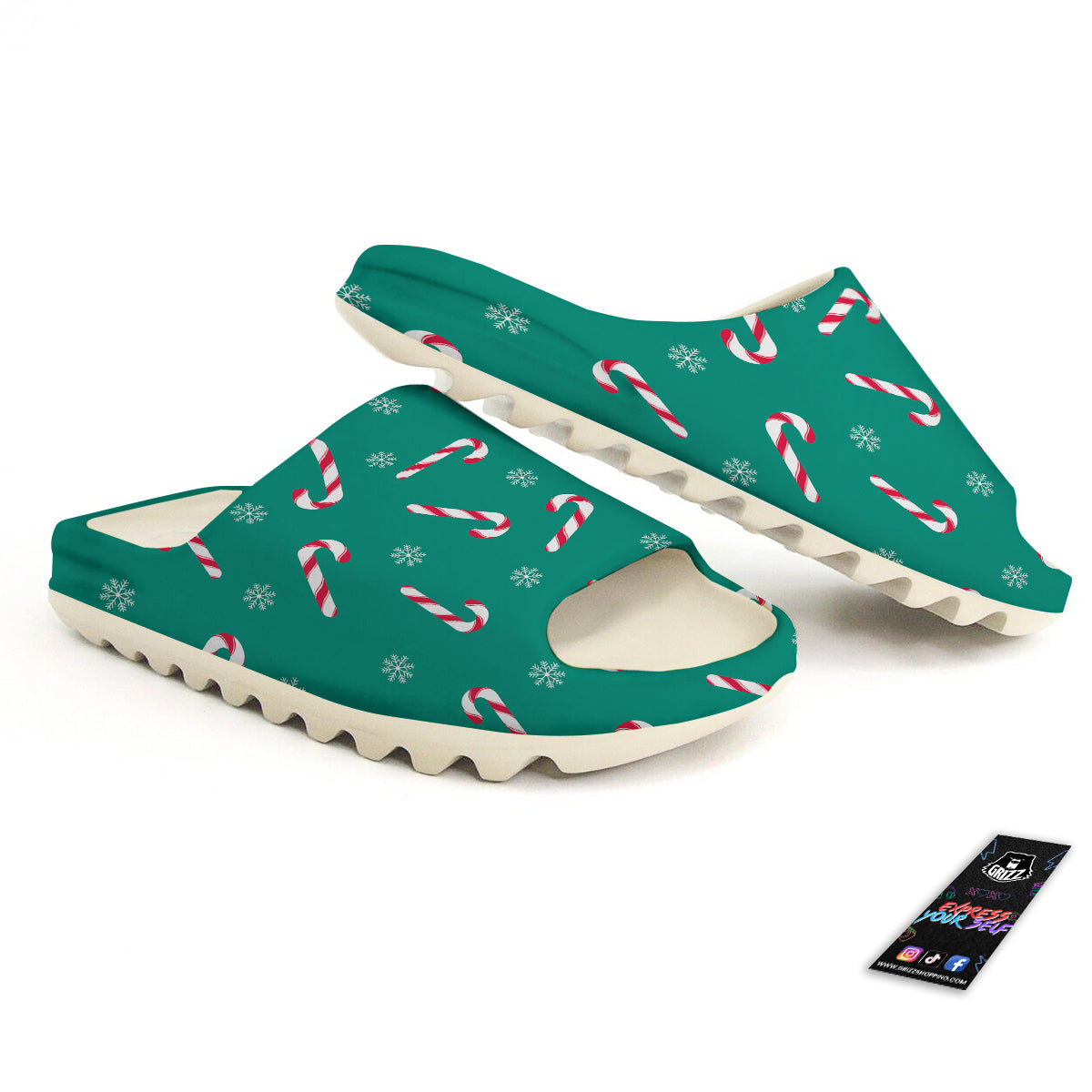 Candy Cane Xmas Print Pattern Sandals-grizzshop