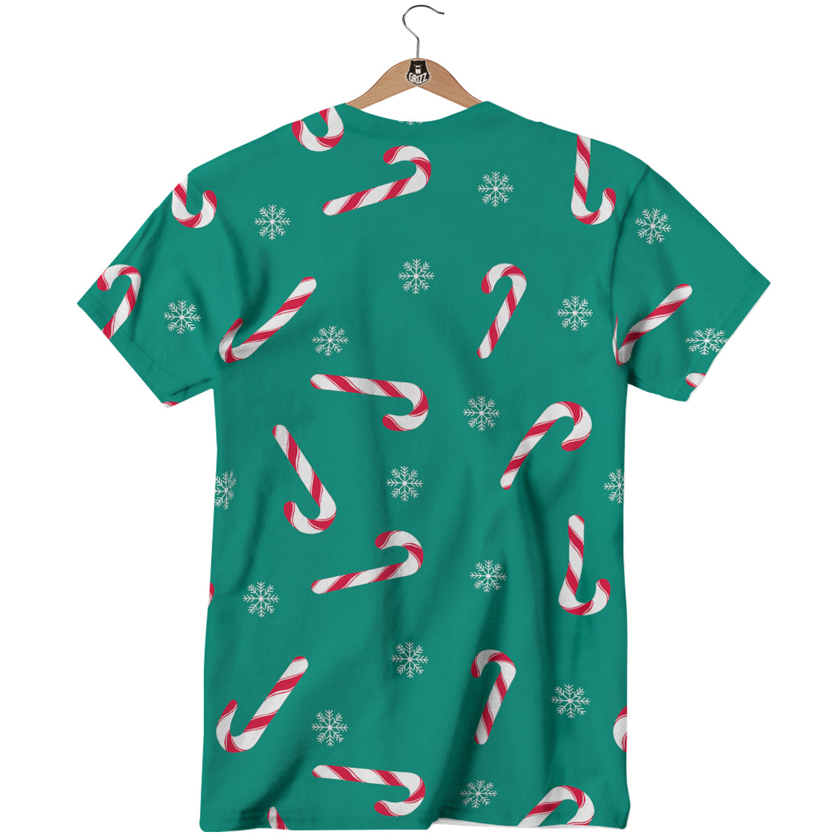 Candy Cane Xmas Print Pattern T-Shirt-grizzshop