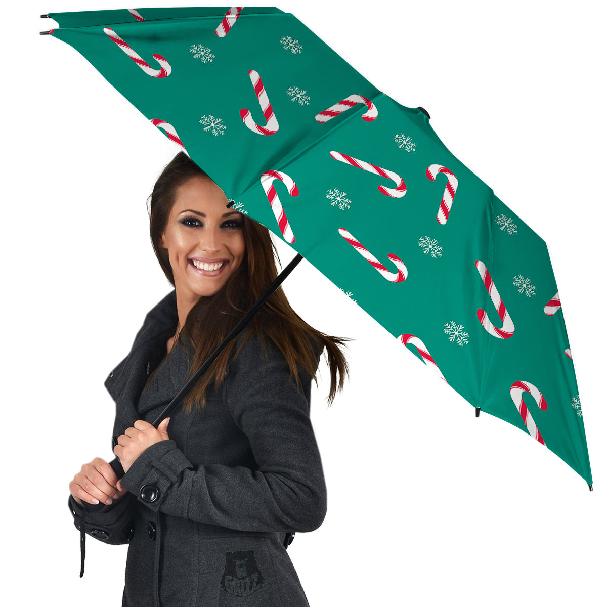 Candy Cane Xmas Print Pattern Umbrella-grizzshop