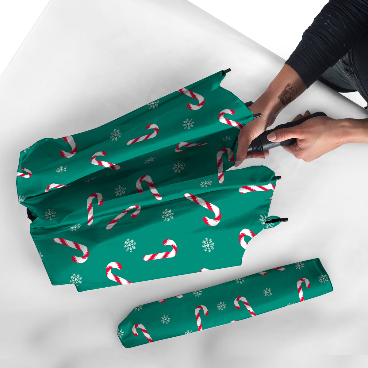 Candy Cane Xmas Print Pattern Umbrella-grizzshop