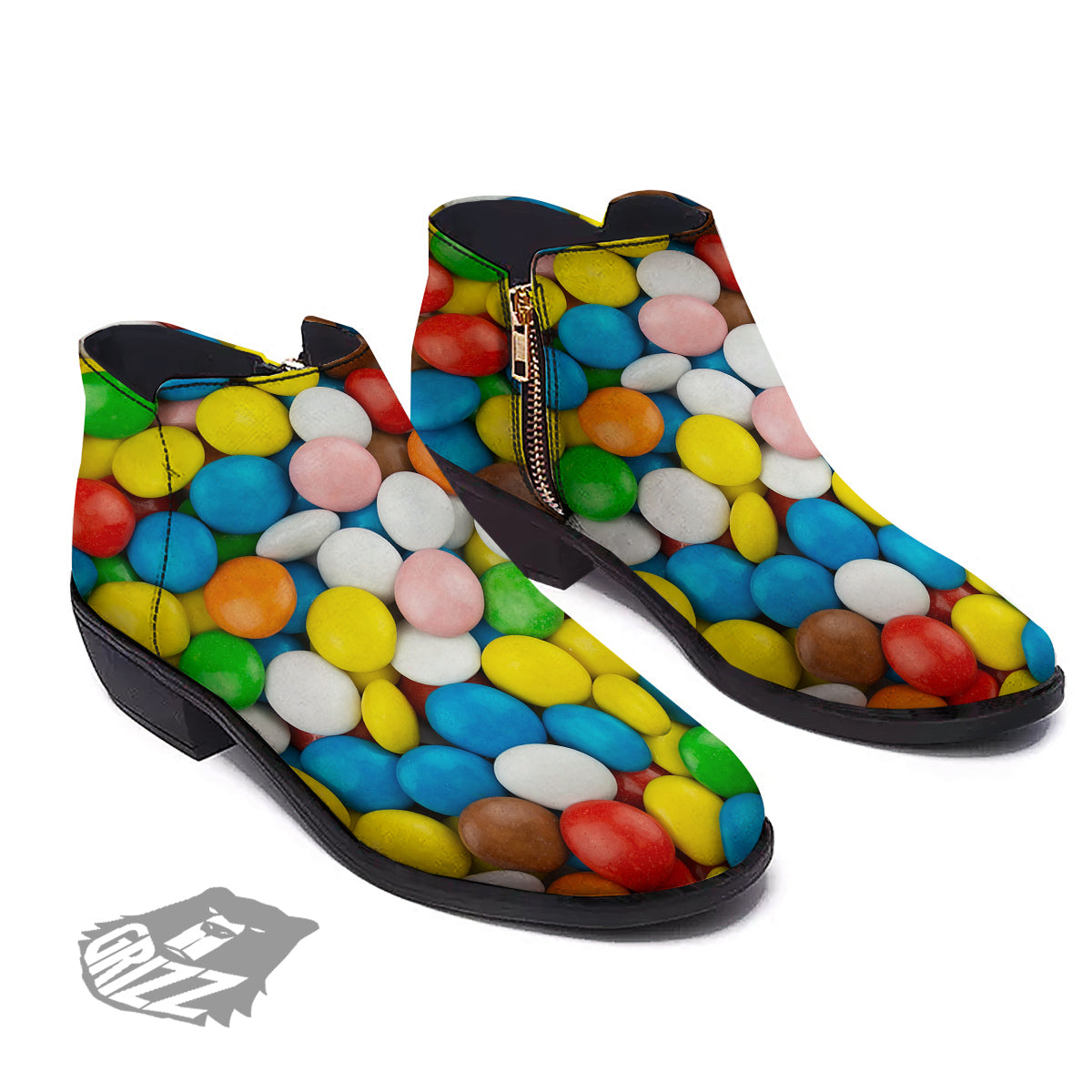 Candy Chocolate Colorful Print Ankle Boots-grizzshop