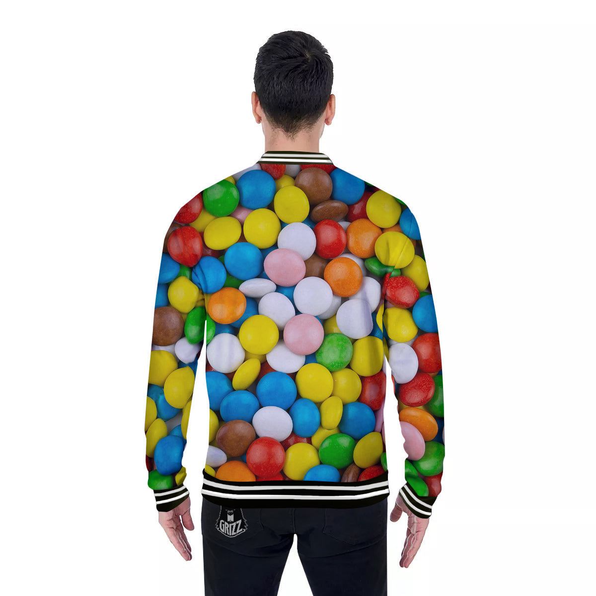 Candy Chocolate Colorful Print Baseball Jacket-grizzshop
