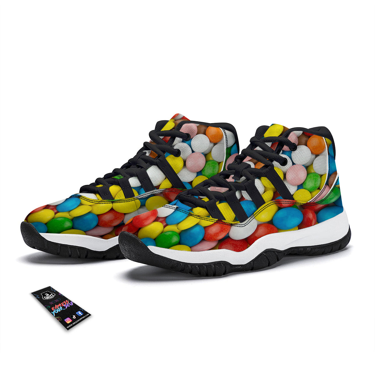 Candy Chocolate Colorful Print Black Bball Shoes-grizzshop