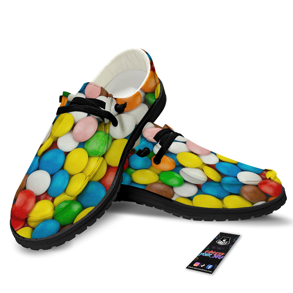 Candy Chocolate Colorful Print Black Loafers-grizzshop