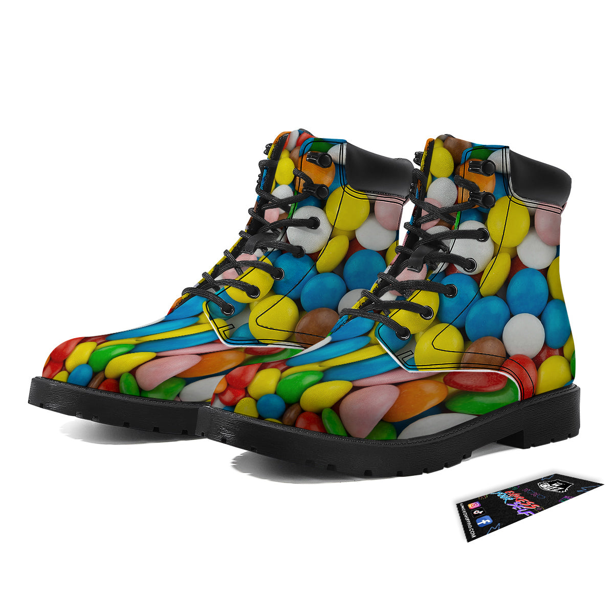 Candy Chocolate Colorful Print Boots-grizzshop