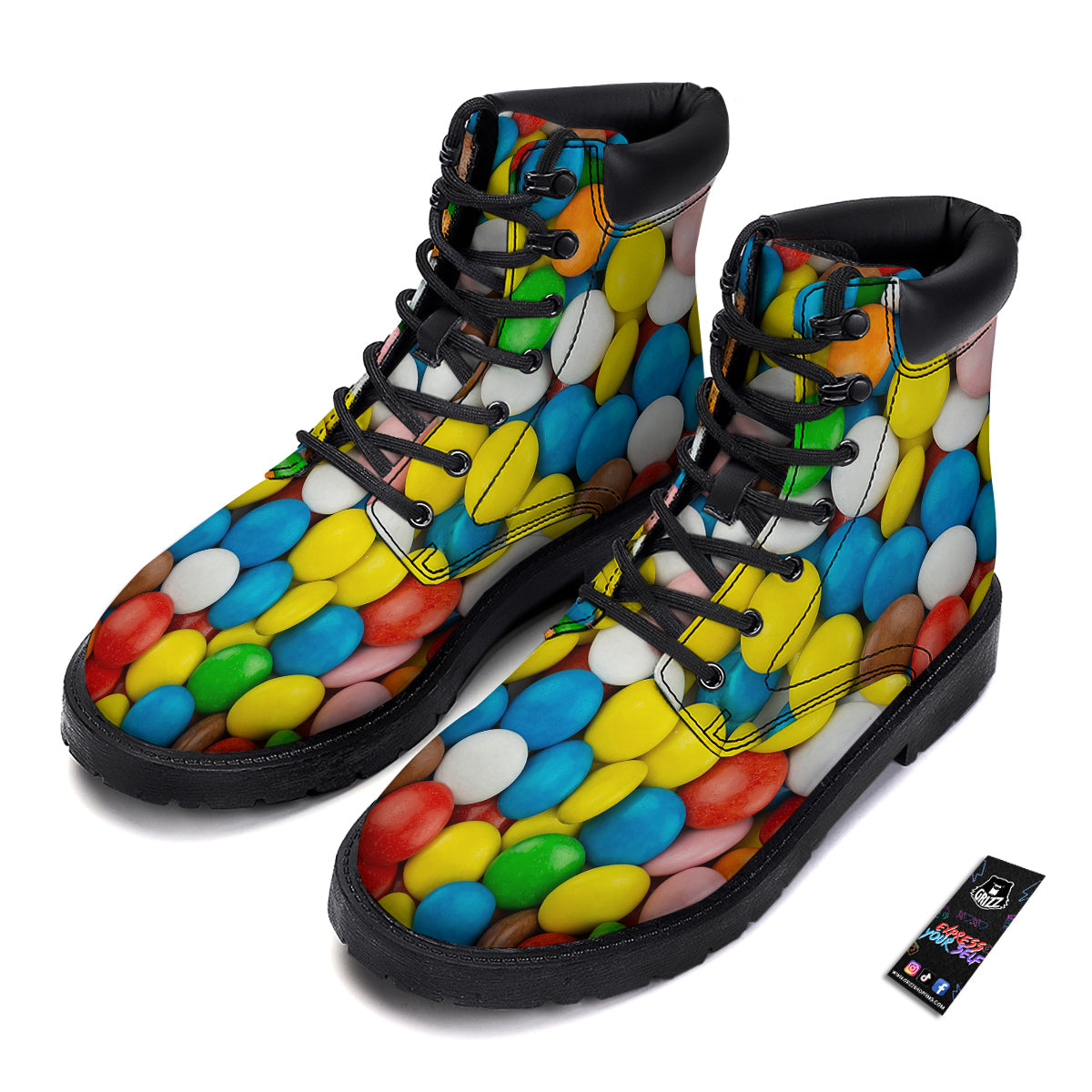 Candy Chocolate Colorful Print Boots-grizzshop
