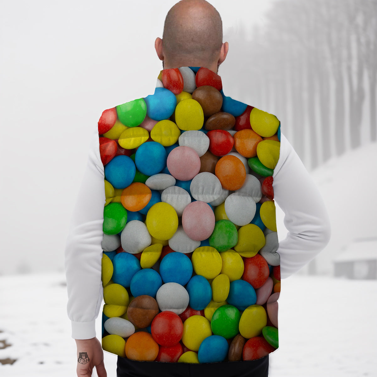 Candy Chocolate Colorful Print Down Vest