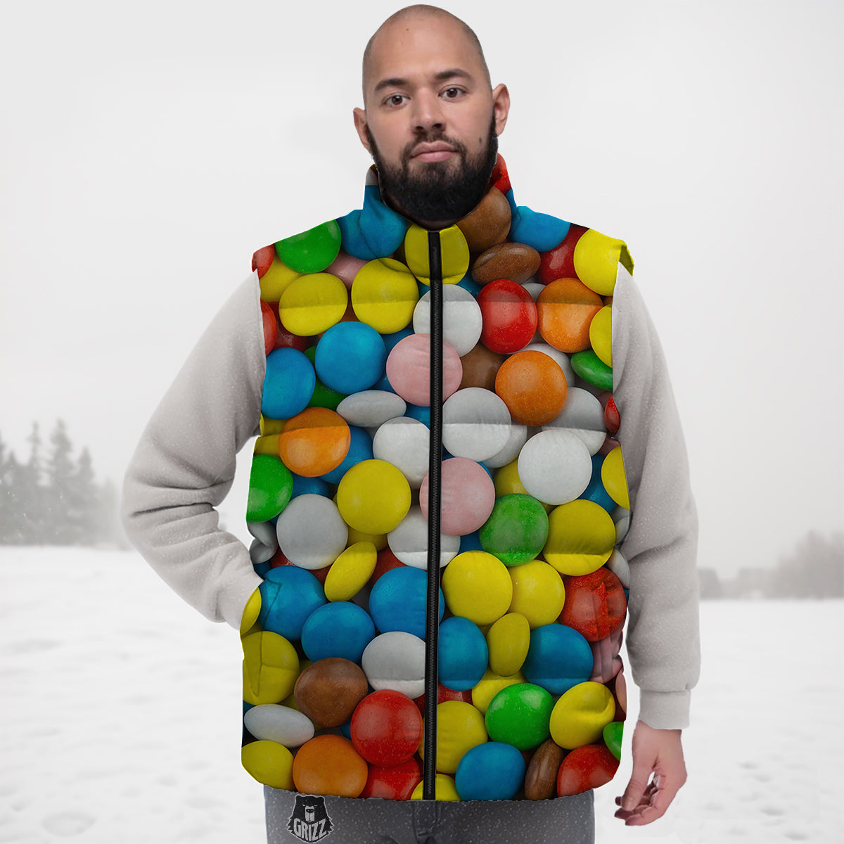Candy Chocolate Colorful Print Down Vest